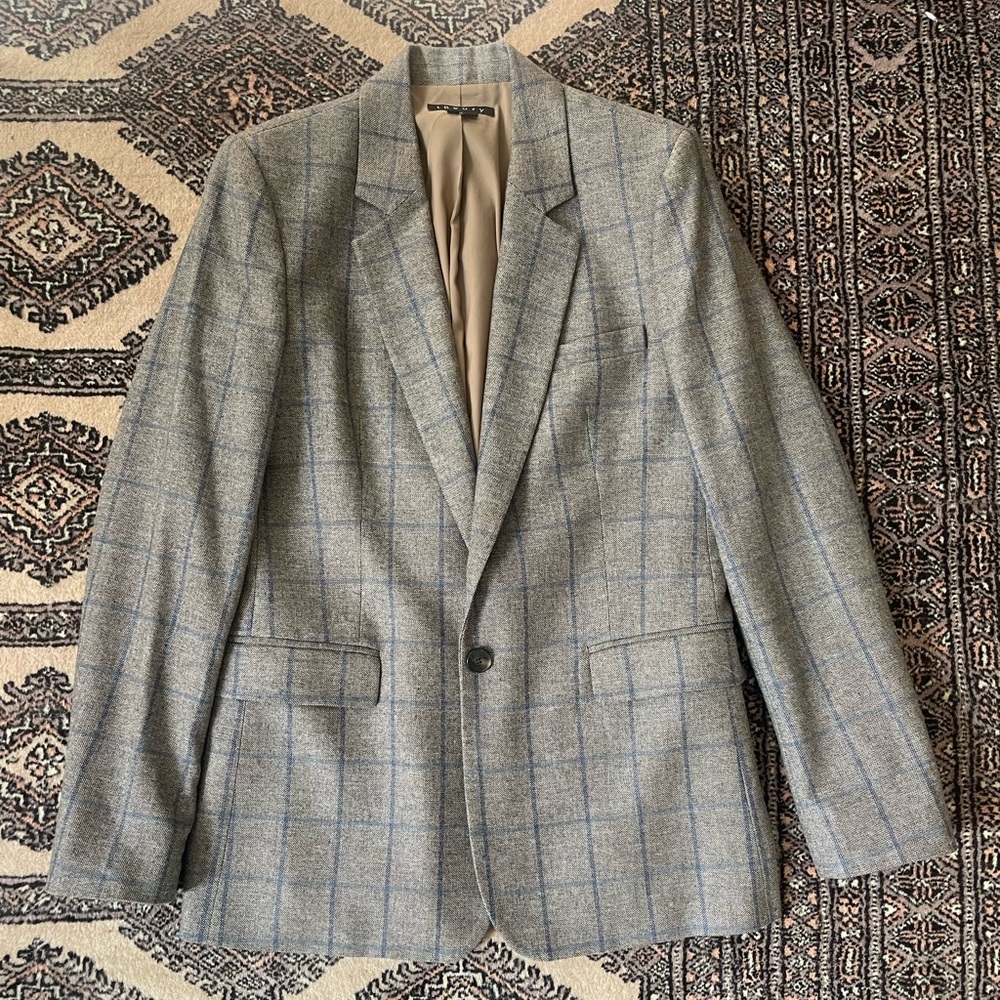 Theory Grey Checked Blazer